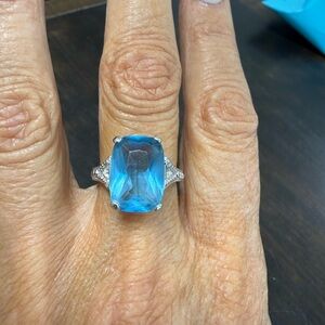 Blue Gemstone Cocktail Ring - Elegant Women's Statement Ring